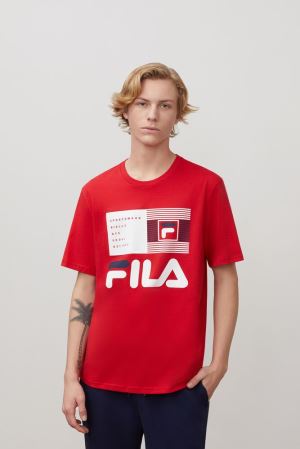 FILA Celso Graphic Tee Shirts Red,Mens Clothing | CA.RFHSPX874